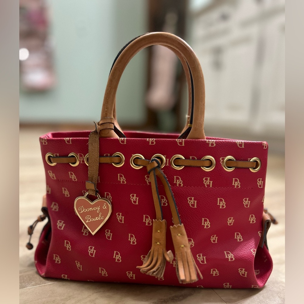 Dooney & Bourke small pink Satchel with Tan Accents